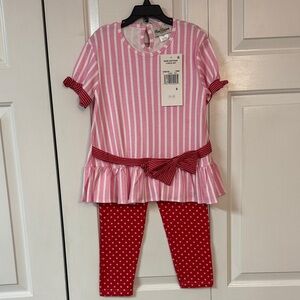 Rare Editions Pink and Red Striped Matching Set